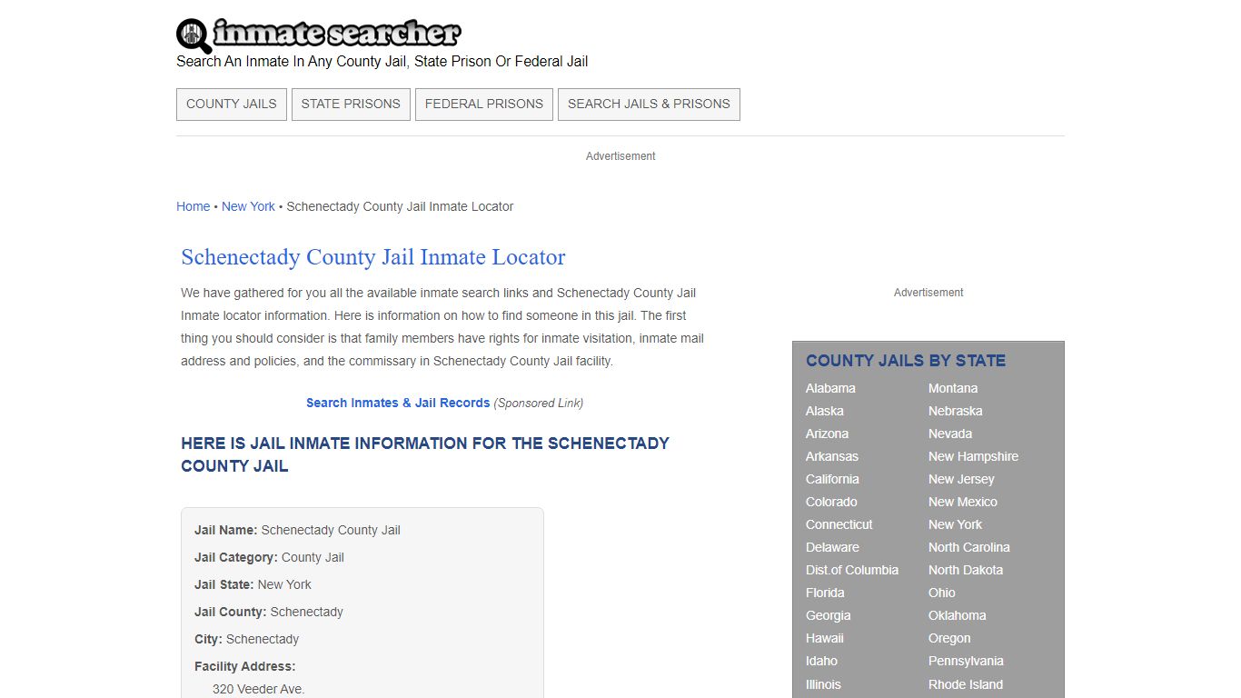 Schenectady County Jail Inmate Locator - Inmate Searcher