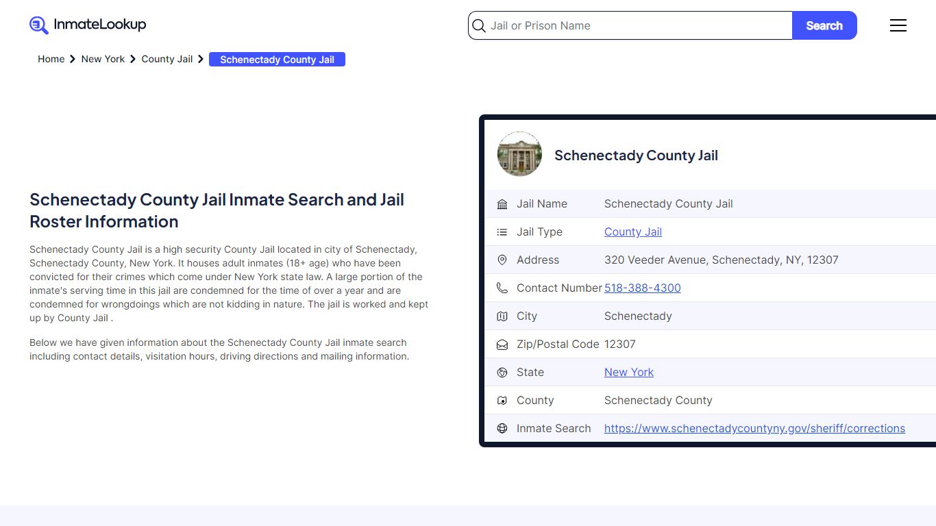 Schenectady County Jail Inmate Search, Jail Roster ... - Inmate Lookup